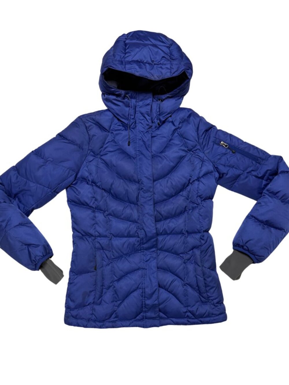 Land's End Purple Blue Down Hooded Puffer Ski Winter Jacket Size XS Tall